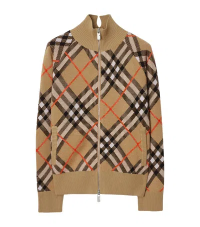 Burberry Wool-blend Check Track Jacket In Multi