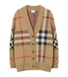 Burberry Wool-blend Check Cardigan In Beige