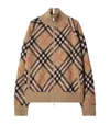 Burberry Embroidered Stretch Wool Blend Cardigan In Sand