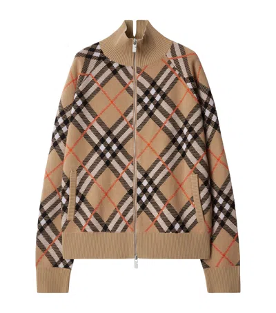 BURBERRY WOOL-BLEND CHECK KNIT JACKET