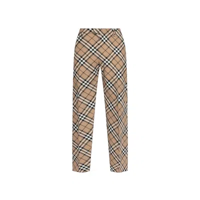 BURBERRY WOOL BLEND CHECK PANTS