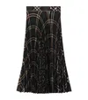 Burberry Long Multicolor Pleated Skirt With Check Motif In Wool Blend Woman In Brown
