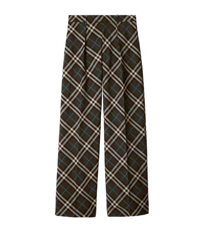 Burberry Brown Check Wool Tailored Cargo Pants In Indigo Ip Check