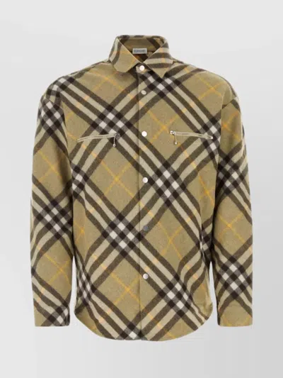 BURBERRY WOOL BLEND EMBROIDERED SHIRT