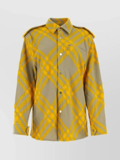 Burberry Wool Blend Embroidered Shirt In Yellow