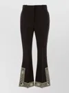 Burberry Cropped Embroidered Wool Silk Flared Trousers In Black