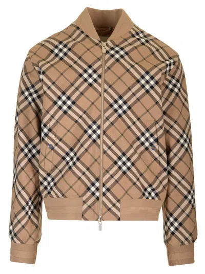 Burberry Linden Check Wool Blend Harrington Jacket In Linden Ip Check
