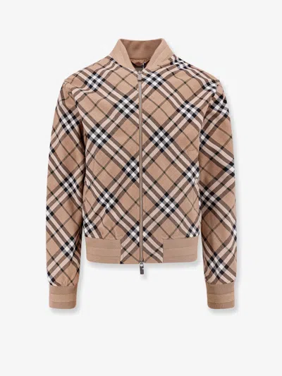 BURBERRY WOOL BLEND JACKET WITH CHECK PRINT