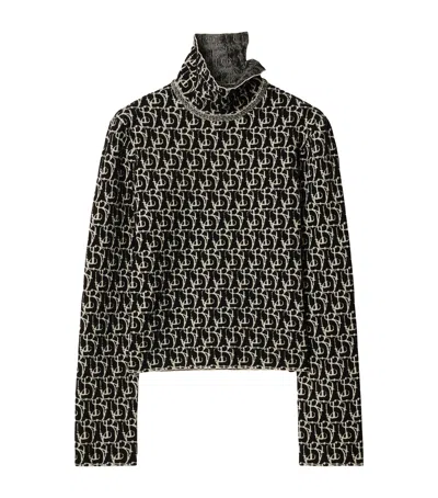 Burberry Wool-blend Jacquard B Charm Sweater In Black