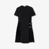 Burberry Virgin Wool Dress With Pleated Skirt And Buckles In Black