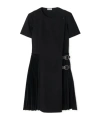 Burberry Virgin Wool Dress With Pleated Skirt And Buckles In Black