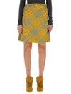 Burberry Multicolor Check-pattern Frayed Kilt In Yellow