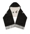Burberry Black Logo Alpaca Wool Blend Hooded Scarf In Black