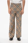 Burberry Wool Blend Trouser With Iconic Check Print In Neutral