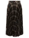 BURBERRY BURBERRY WOOL BLEND PLEATED CHECK SKIRT