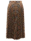 Burberry Wool Blend Pleated Check Skirt Skirts Beige