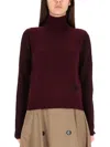 Burberry Wool Blend Pullover In Burgundy