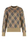 Burberry Check Wool Blend Knit Crewneck Sweater In Sand