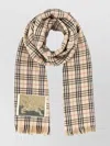 Burberry Wool Blend Scarf With Embroidered Checkered Pattern