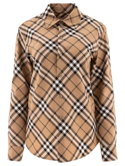 BURBERRY BURBERRY WOOL BLEND SHIRT WITH CHECK MOTIF