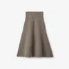 Burberry Ribbed Wool-blend Midi Skirt In Gray
