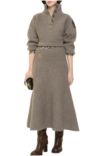 Burberry Wool Blend Skirt In Green