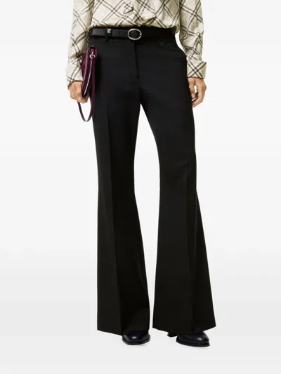 Burberry Wool Blend Tailored Trousers In Black