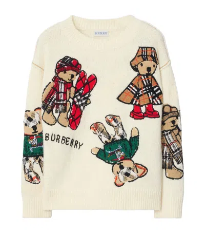 Burberry Kids' Wool-blend Thomas Bear Sweater In White