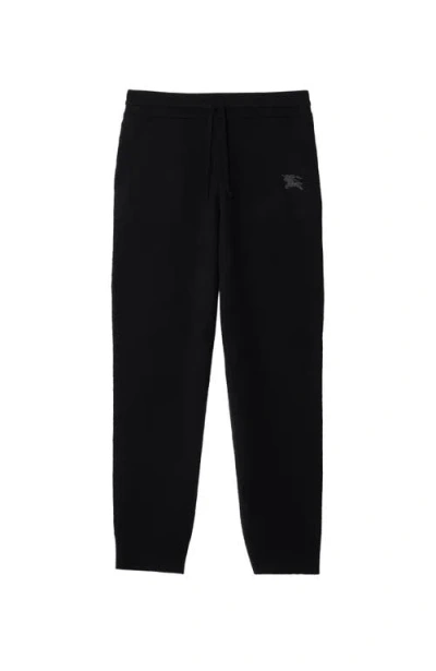 Burberry Equestrian Knight Design Wool Track Pants In Black