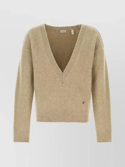 Burberry Cappuccino Wool Blend Sweater In Linden