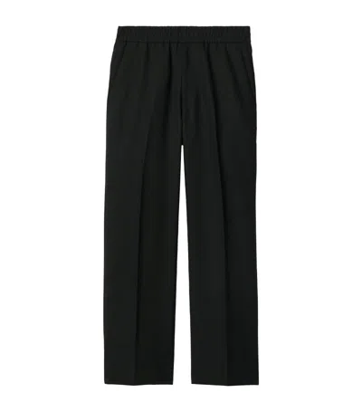 Burberry Wool-blend Wide-leg Trousers In Black