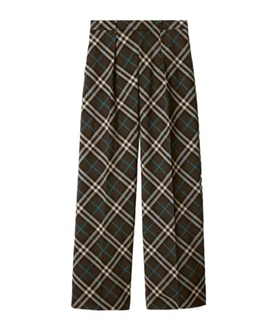 Burberry Brown Check Wool Tailored Cargo Pants In Indigo Ip Check