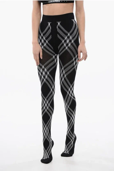 BURBERRY WOOL-BLENDED GEOMTRIC TIGHTS