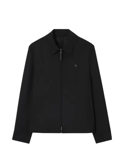 Burberry Bloomsbury Harrington Twill Zip-up Jacket In Black