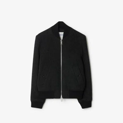 Burberry Wool Bomber Jacket In Black