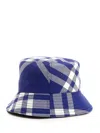 Burberry Checkered Wool Blend Bucket Hat With Two Air Vents In White