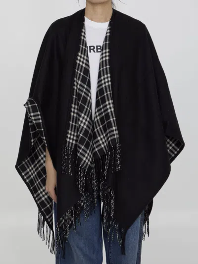 Burberry Wool Cape In Black