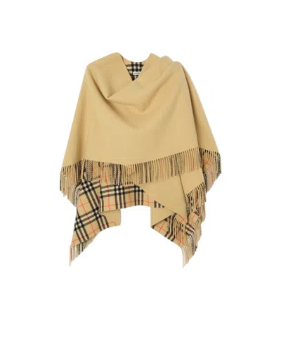 Burberry Wool Cape In Brown