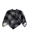 Burberry Wool Cape "check" In Black