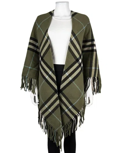 Burberry Vintage-check Wool Cape In Green
