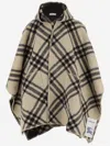 Burberry Wool Cape With Check Pattern In Red