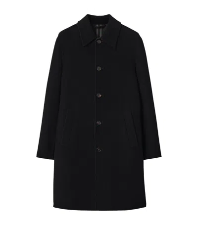 Burberry Mid-length Wool Car Coat In Black/snug