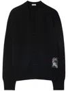 Burberry Check Label Wool Sweater In Black