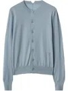Burberry Long Sleeve Wool Cardigan In Blue