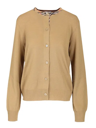 Burberry Wool Cardigan Knitwear Beige In Brown