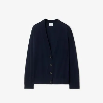 Burberry Wool Cardigan In Navy