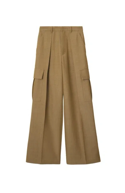 Burberry Wide-leg Pleated Cargo Trousers In Brown