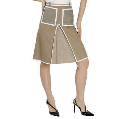 Pre-owned Burberry Wool Cashmere A-line Skirt With Box-pleat Detail In Brown