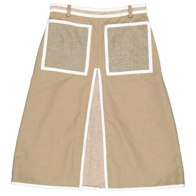 Burberry Wool Cashmere A-line Skirt With Box-pleat Detail In Pecan Melange