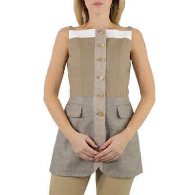 Pre-owned Burberry Wool Cashmere And Linen Waistcoat In Pecan Melange